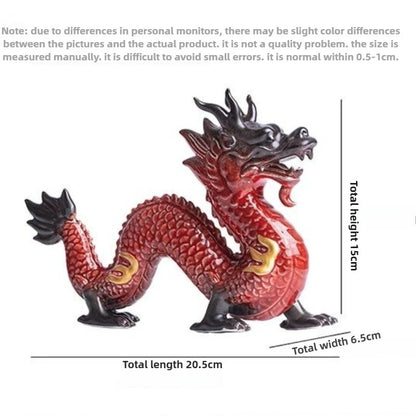 20.5cm Chinese Ceramic Dragon Statue Handmade Attract Wealth Tea Pet Decoration