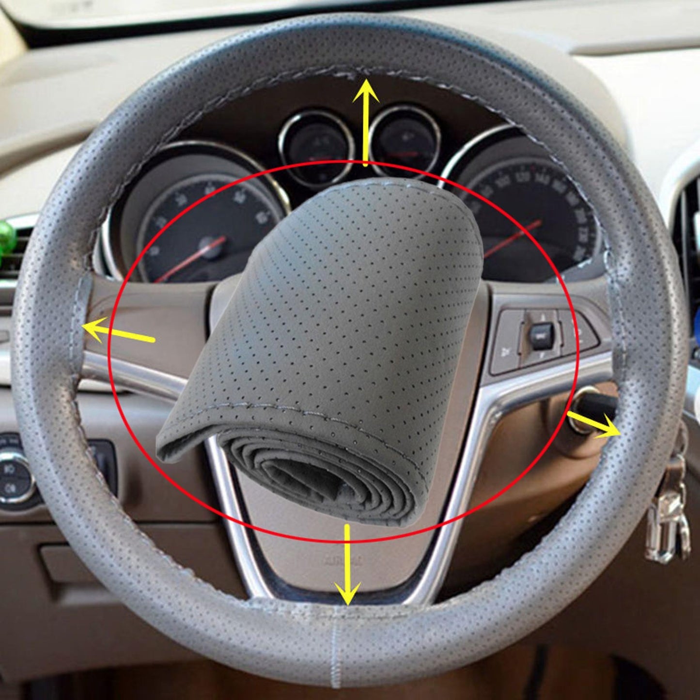 Soft PU Leather Car Steering Wheel Cover Protector W/ Needle/Thread Vehicle DIY