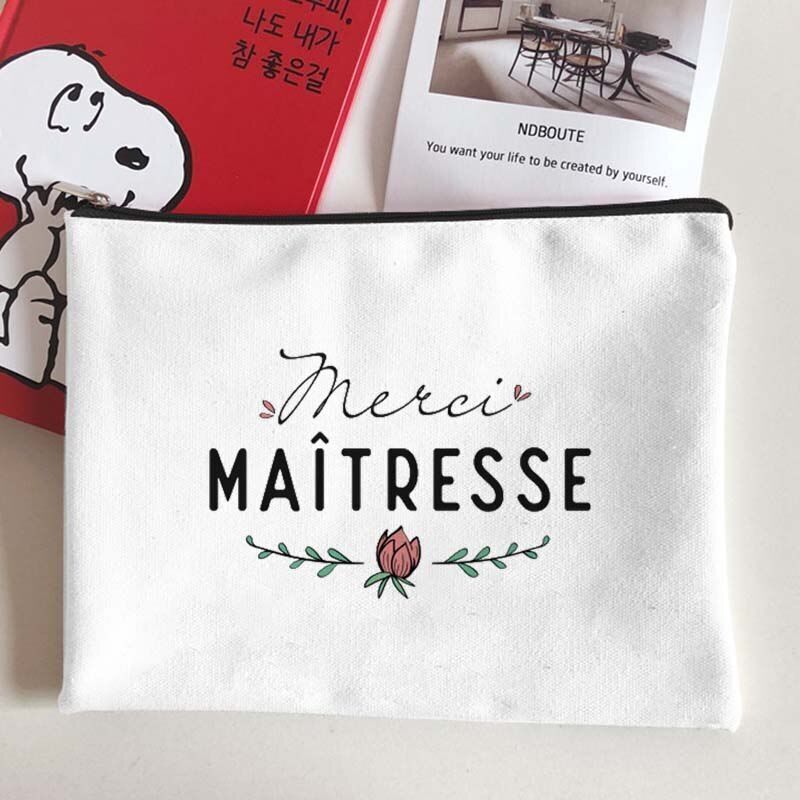 Canvas Makeup Bag White Cosmetic Beauty Organizer Toiletry Storage Pouch Purse