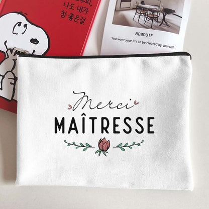 Canvas Makeup Bag White Cosmetic Beauty Organizer Toiletry Storage Pouch Purse