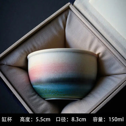 Ceramic Tasting Tea Cup Large Cup Kiln Change Master Cup Retro Ink Wind Drinking