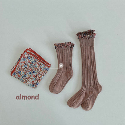 Baby Socks Floral Print Kids Lace Winter Girls Knee High Long Toddler Cotton Kid