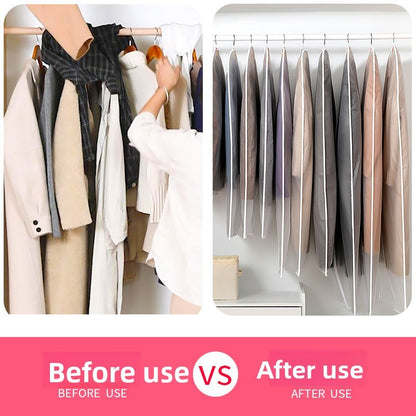 10 piece transparent hanging clothes dust cover, washable dustproof suit cover