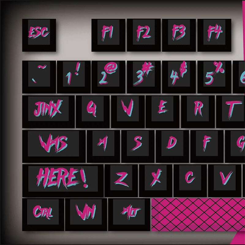 New Game League of Legends Jinx Theme Keycaps for Mechanical Keyboard 108 Keys