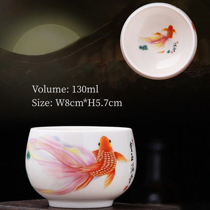Porcelain Tea Cup Fat Mutton Jade Ceramic Master Cup 100ml / 130ml Personal Cups