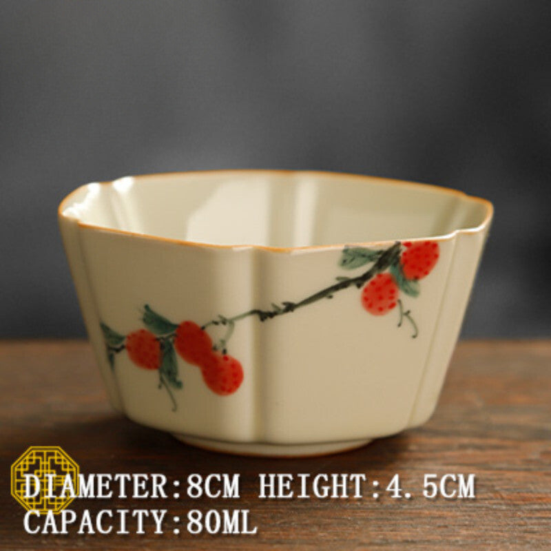Flower and Bird Master Cup Tea Tasting Cup Ceramic Personal Cup Kung Fu Tea Set