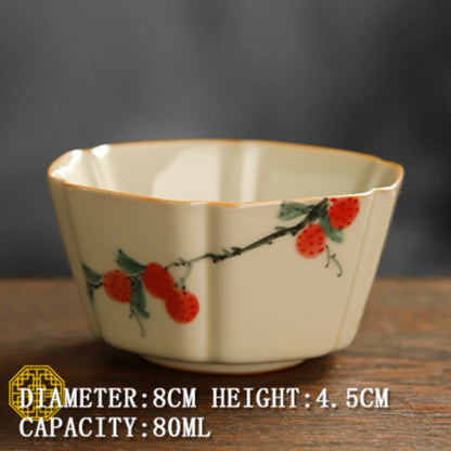Flower and Bird Master Cup Tea Tasting Cup Ceramic Personal Cup Kung Fu Tea Set