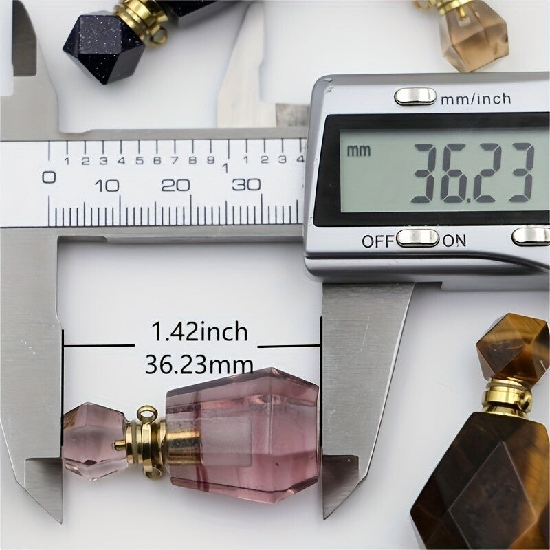 1pc Natural Crystal Perfume Bottle DIY Fashion Exquisite Pink Tiger's Eye