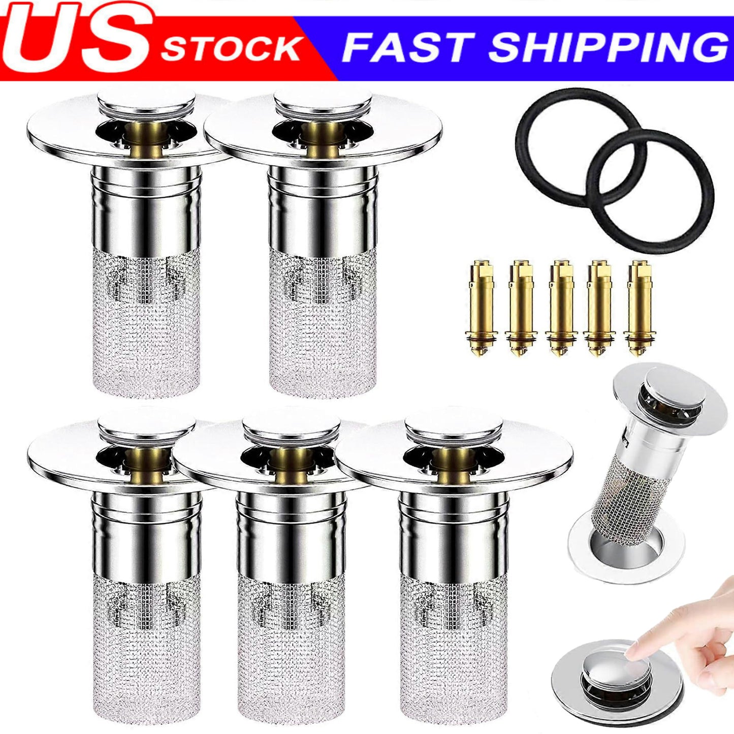 Sink Stopper Hair Catcher Bathroom Pop Up Sink Drain Strainer Filter Plug LOT