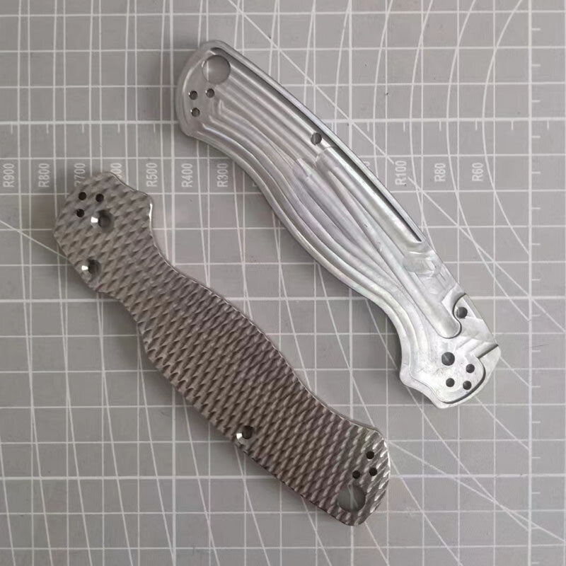 1Pair Titanium Knife Handle Scales Radial Stria for Spyderco Paramilitary C81