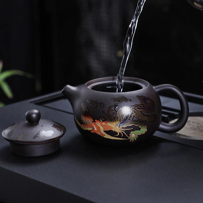Retro Color Changing Purple Clay Teapot Household Xishi Pot Kung Fu Tea Set