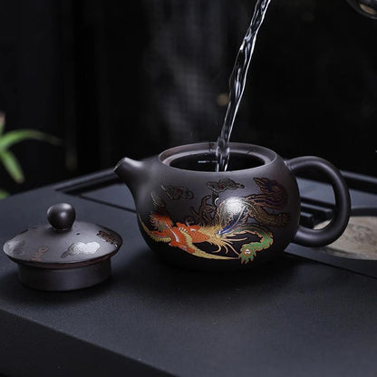 Retro Color Changing Purple Clay Teapot Household Xishi Pot Kung Fu Tea Set