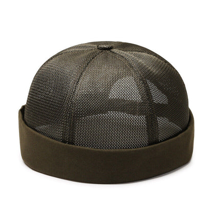 Men's Retro Brimless Hat Skull cap Sailor Cap Beanie Rolled Cuff Adjustable*