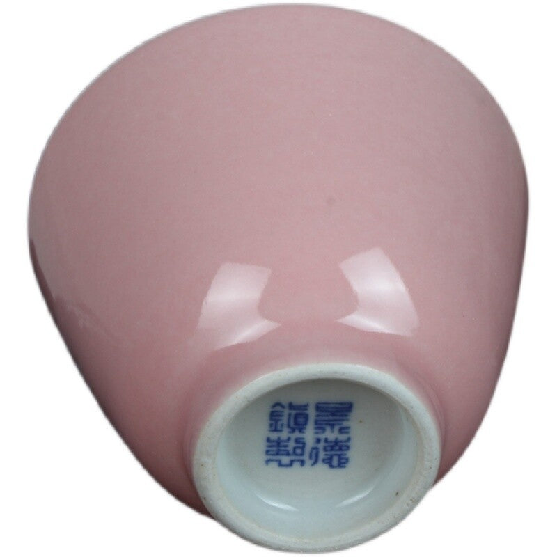 3" Collection Chinese Jingdezhen Porcelain Pink Glaze Animal Crane Cup
