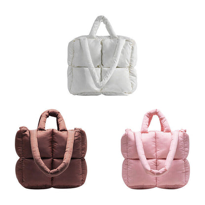 Puffer Tote Bag for Women Quilted Puffy Handbag Winter Down Shoulder Bnn