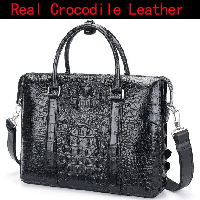Handcrafted Alligator Crocodile Skin Leather Briefcase Men's Business Handbags