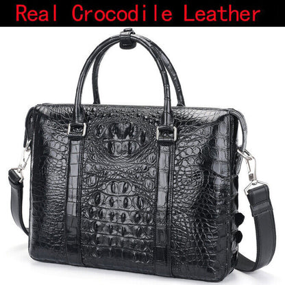 Handcrafted Alligator Crocodile Skin Leather Briefcase Men's Business Handbags