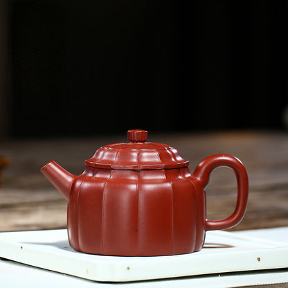 China Yixing Zisha Pottery Clovershrub Clay Handmade 200cc Tendon Grain Teapot