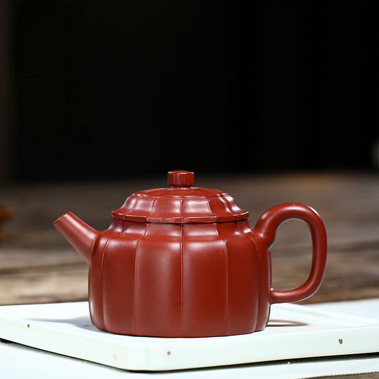 China Yixing Zisha Pottery Clovershrub Clay Handmade 200cc Tendon Grain Teapot