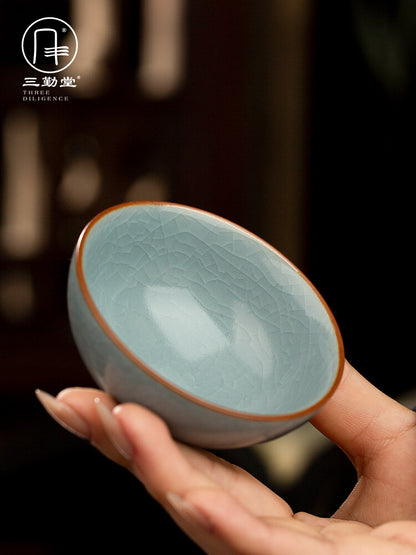 Jingdezhen Ceramic Kung Fu Tea Set, Bamboo Hat, Tea Tasting Single Cup