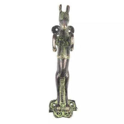 Set of 2 Antique Look Green Patina Brass Carved Horse Figurine Door Handle