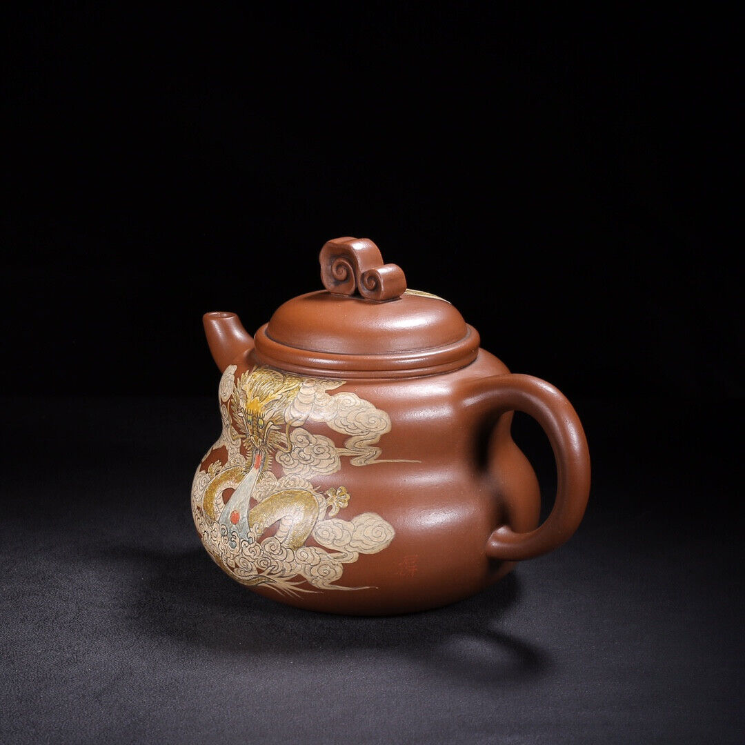 Chinese Yixing Zisha Clay Handmade Exquisite Teapot （龙腾四海 底款：顾道荣）