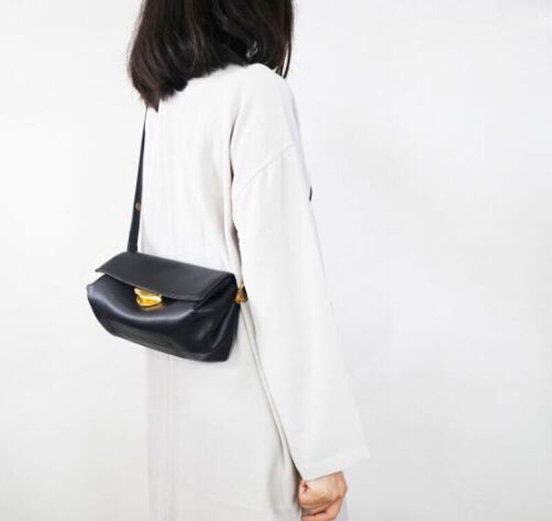 Fashion Split Leather Bag Shoulder Messenger Handbag Beige Flap Crossbody Bags