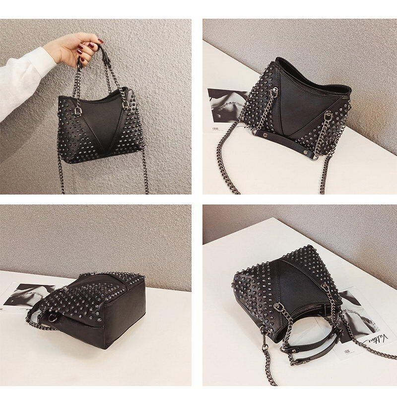 Shoulder Bag Small Purse Women Handbag Punk Synthetic Leather Messenger Purse