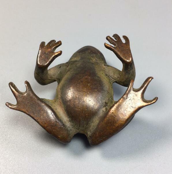 Rare Collectable Pure Copper Solid Frog Statue Chinese Tea Pet table decoration