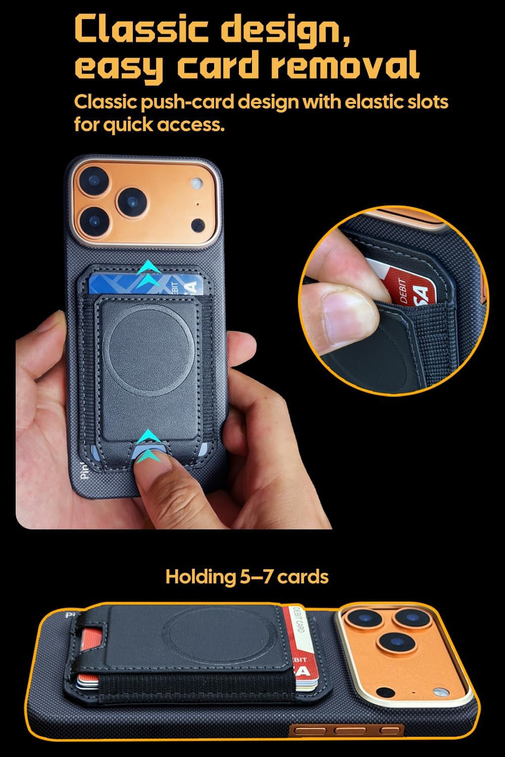 Magnetic Wallet for Iphone, Compatible with Car Mount& Phone Grip, Magnetic Phon