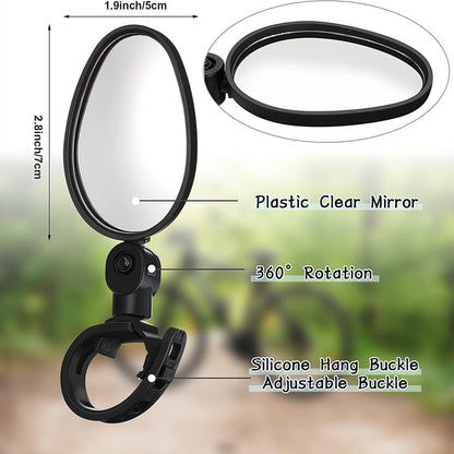 2Pcs Bike Mirror Rotaty Round MTB Road Handlebar Bicycle Rear View Glass Cycling