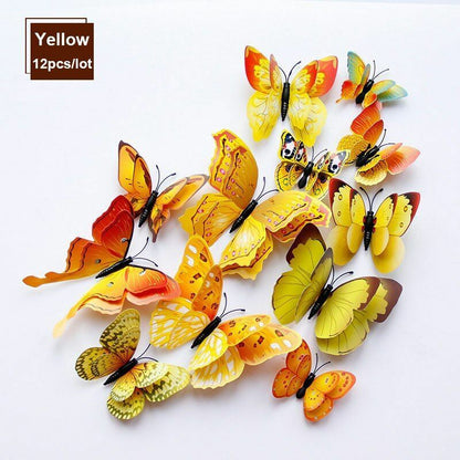 Wall Sticker 3D Double Layer Butterfly Home Decoration Decal Party Fridge Magnet