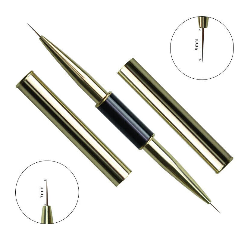 Nail Art Tool Dual End Stripe Liner DIY Liquid Powder Acrylic Painting Brush Pen