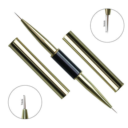 Nail Art Tool Dual End Stripe Liner DIY Liquid Powder Acrylic Painting Brush Pen