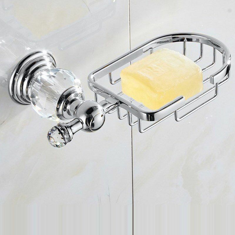 Luxury Crystal Silver Bathroom Accessories Chrome Polished Brass Hardware Sets