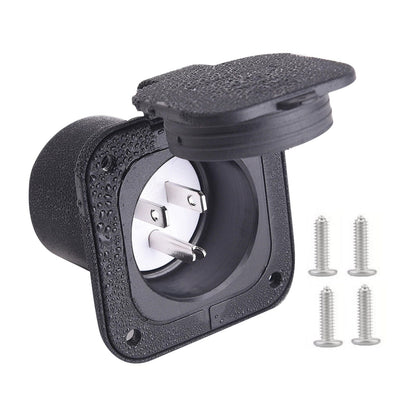 15A 125V RV Power Inlet Socket with Waterproof Cap for Camper Trailer Marine