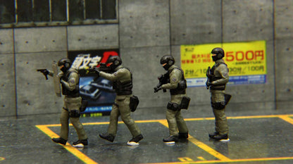 1:64 Scale Hong Kong police S.D.U. Team Figure 4pcs for 1/64 Diorama Car Model