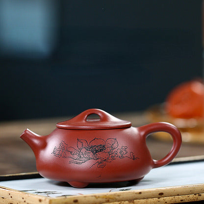 China Yixing Zisha Potteryclovershrub Clay Handmade 200cc Lotus Flower Teapot