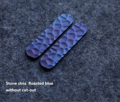 1 Pair Stone Stria Roasted Blue TC4 Scale for 58MM Victorinox Knifes Accessories
