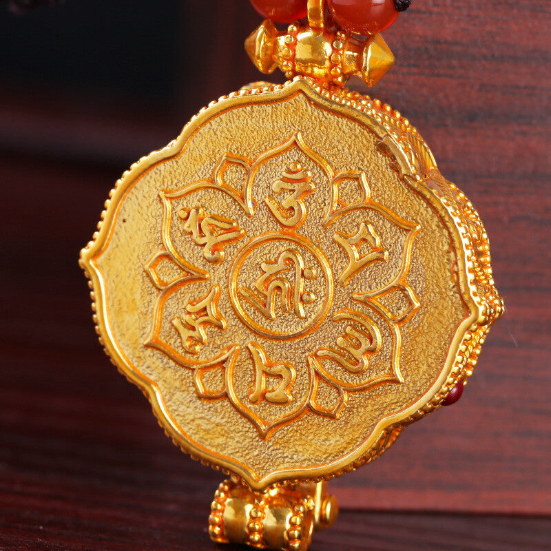 Six Characters Zhenyan Gawu Box Pendant Gilt Pendant Decoration
