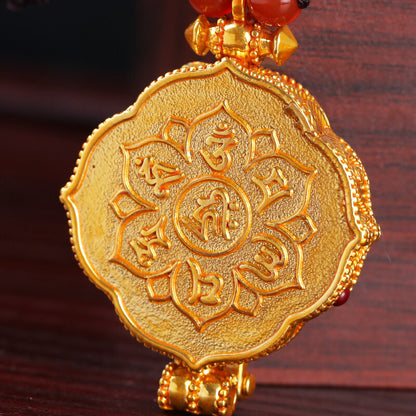 Six Characters Zhenyan Gawu Box Pendant Gilt Pendant Decoration