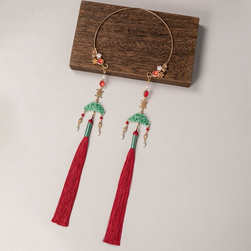 Double Tassel Necklace 38cm Hanfu Collar Vintage Chinese Style Handmade Jewelry