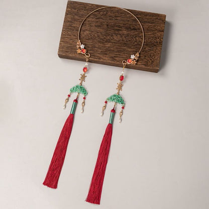 Double Tassel Necklace 38cm Hanfu Collar Vintage Chinese Style Handmade Jewelry