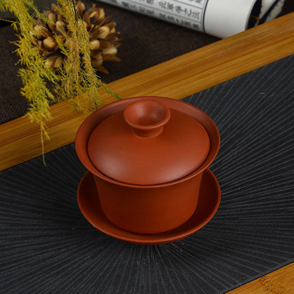 Chinese Zisha Purple Clay Porcelain Gaiwan Kungfu Tea Set Tureen Promotion Bowl