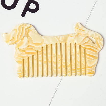 Women Hair Comb 12cm Acetic Acid Sheet Hollow Out Puppy Wide Tooth Girl Hairwear