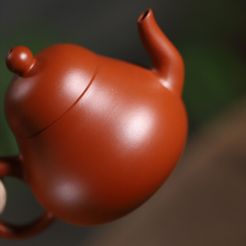 90ml Handmade Tea Pot Marked 7 Infuser Holes Yixing Zisha Zhu Clay Pear Shaped