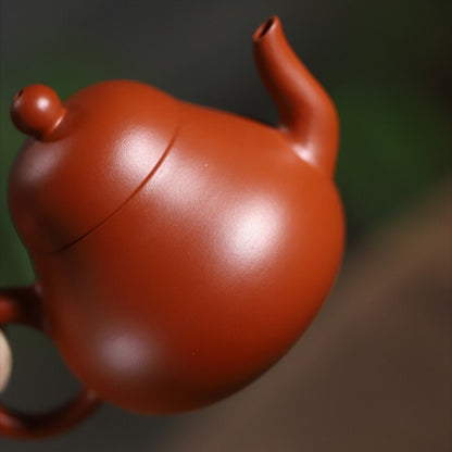 90ml Handmade Tea Pot Marked 7 Infuser Holes Yixing Zisha Zhu Clay Pear Shaped