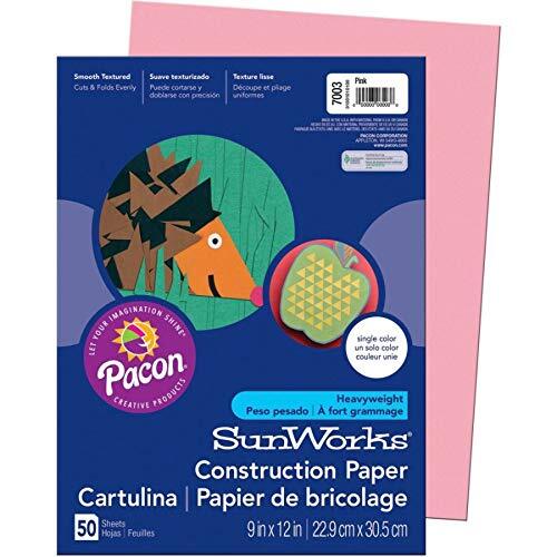 Pacon Hot Pink 9" x 12" Construction Paper, 50 Sheets (7003)