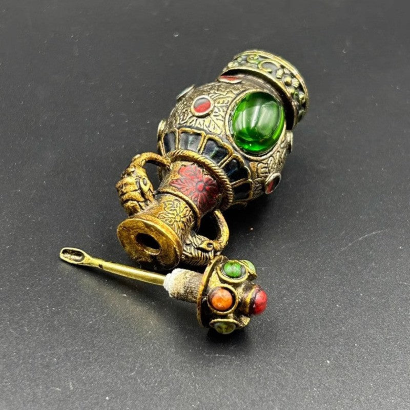 Archaizing Copper Snuff Bottle Tibetan Style Handicraft Home Decoration Ornament