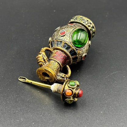 Archaizing Copper Snuff Bottle Tibetan Style Handicraft Home Decoration Ornament
